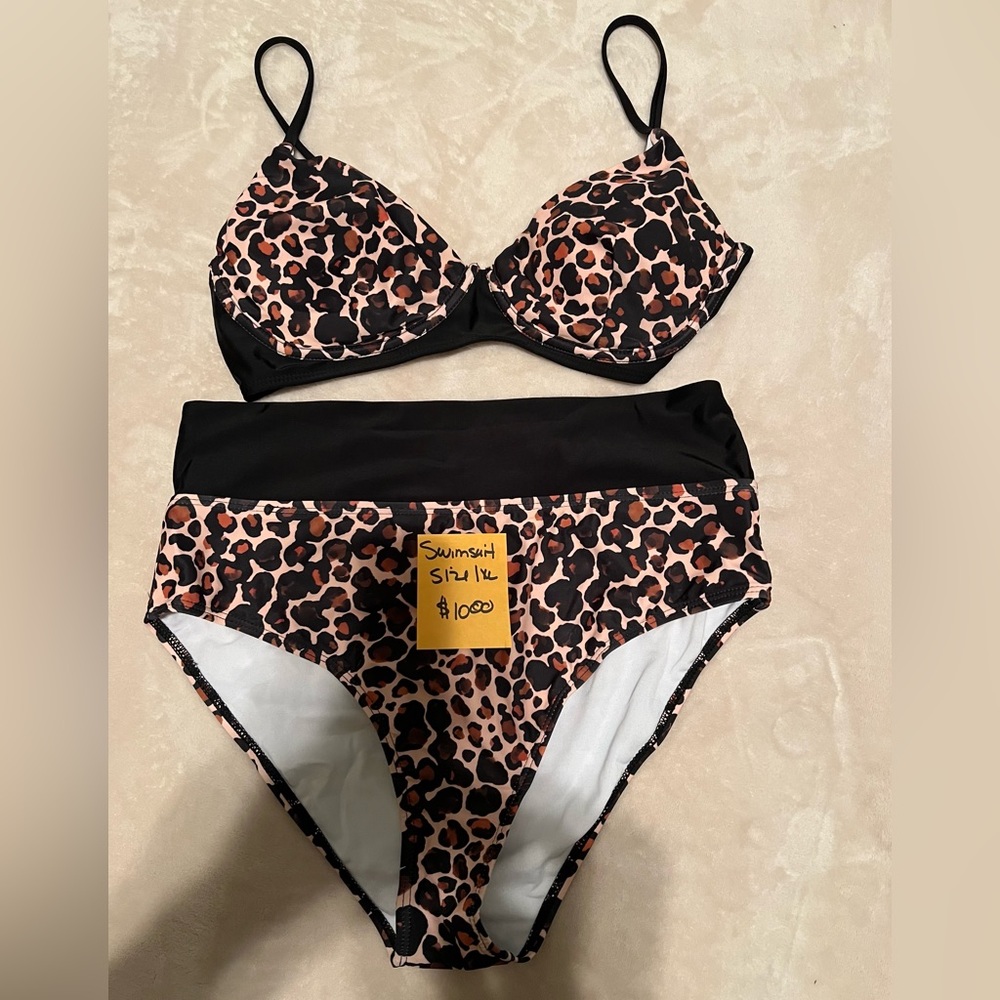 Women’s Plus Size SHEIN 2 Piece Animal Print Bathing Suit